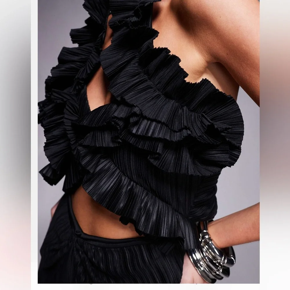 ASOS Black Ruffle Maxi Dress - Picture 4 of 5